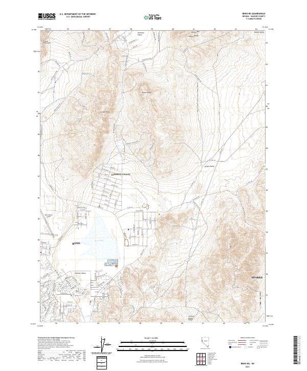 Reno NE 2021 topographic map thumbnail