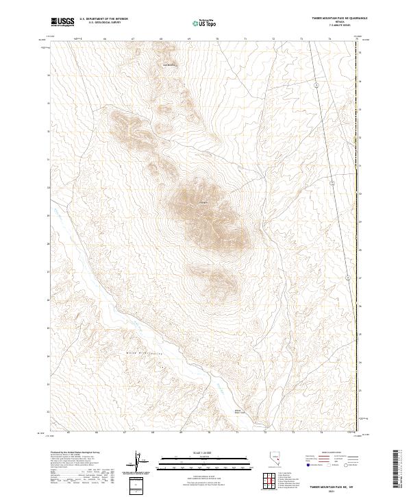 Timber Mountain Pass NE 2021 topographic map thumbnail