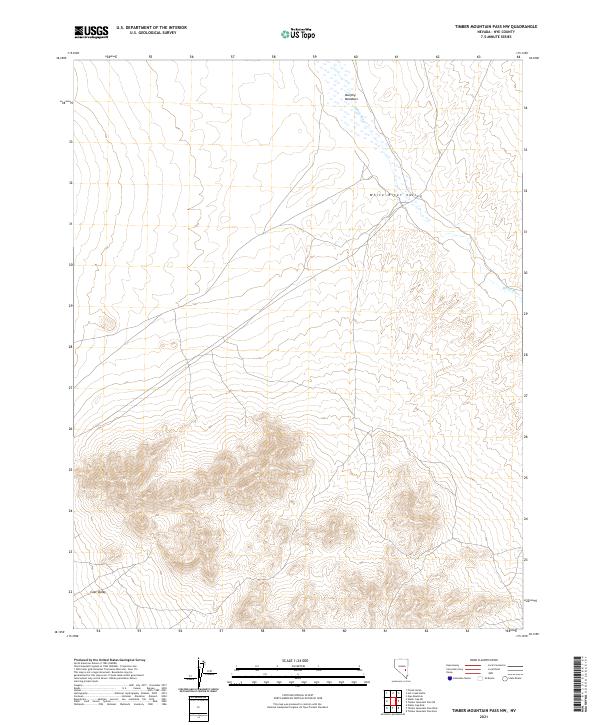 Timber Mountain Pass NW 2021 topographic map thumbnail