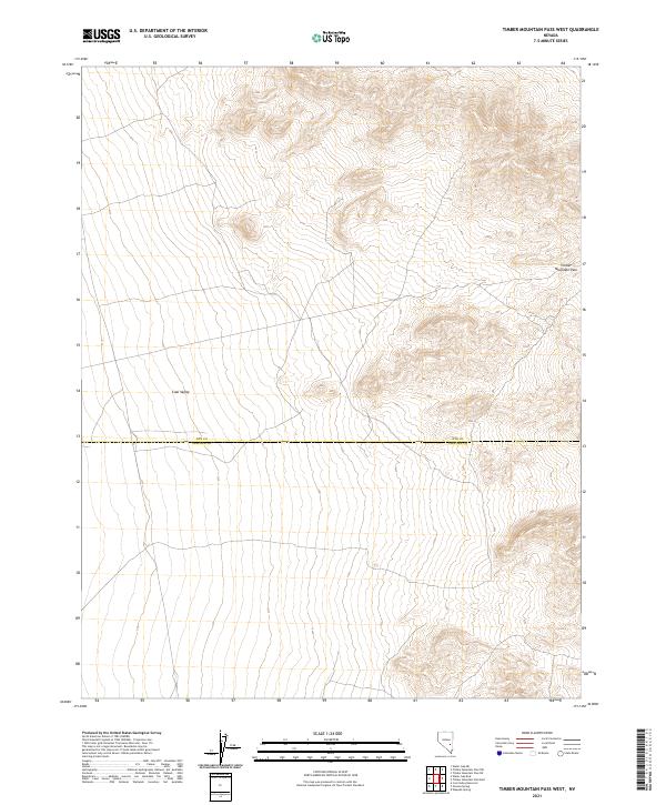 Timber Mountain Pass West 2021 topographic map thumbnail