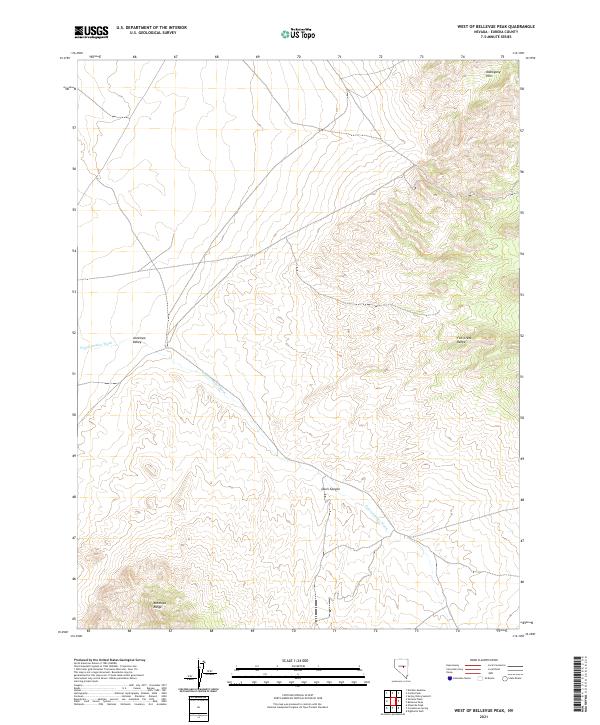 West of Bellevue Peak topographic map thumbnail