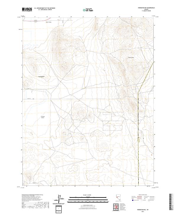 Yerington NE 2021 topographic map thumbnail