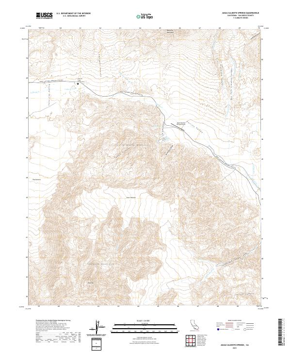 Agua Caliente Springs 2021 topographic map thumbnail