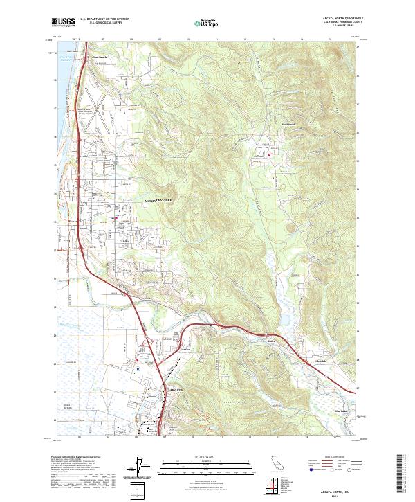 Arcata North 2021 topographic map thumbnail