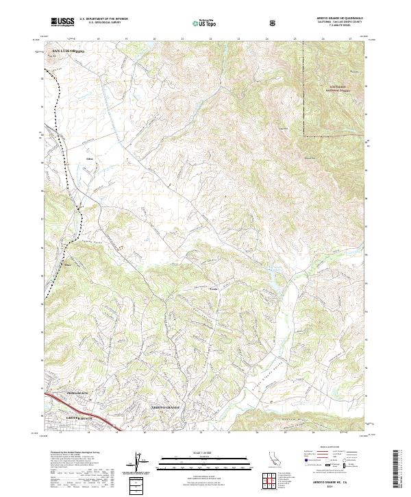 Arroyo Grande NE topographic map thumbnail