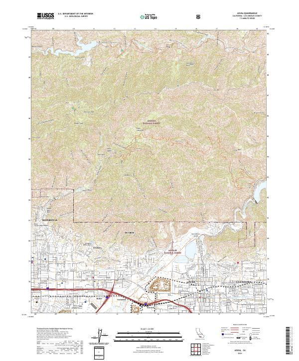 Azusa topographic map thumbnail