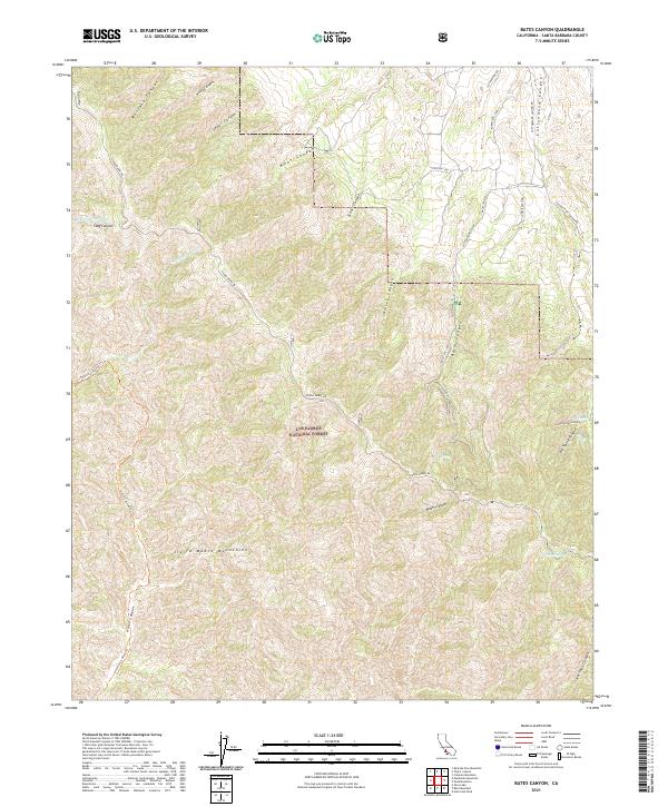 Bates Canyon topographic map thumbnail