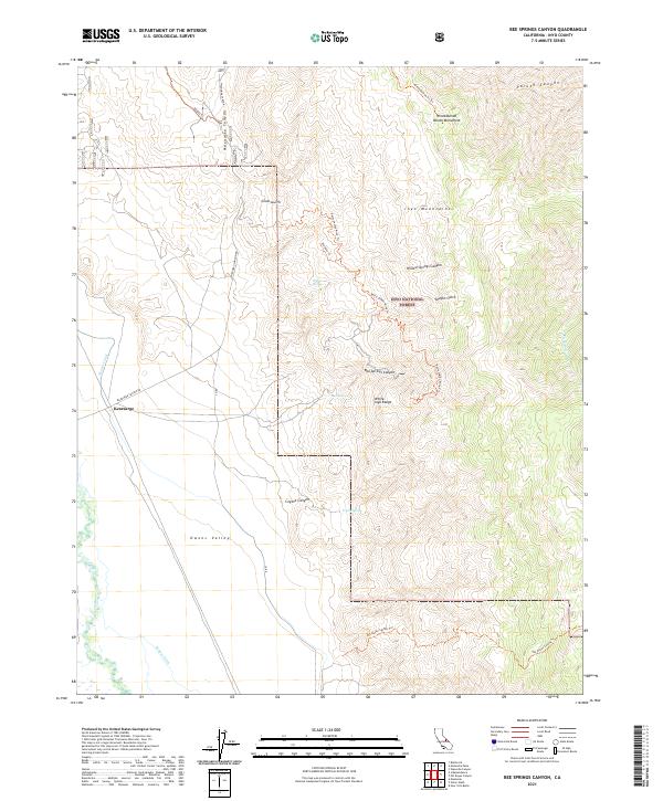 Bee Springs Canyon topographic map thumbnail