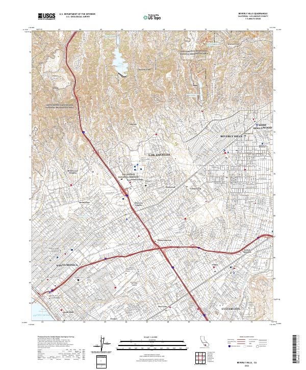 Beverly Hills topographic map thumbnail