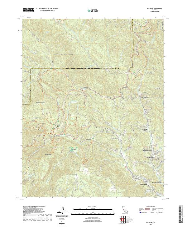 Big Basin topographic map thumbnail