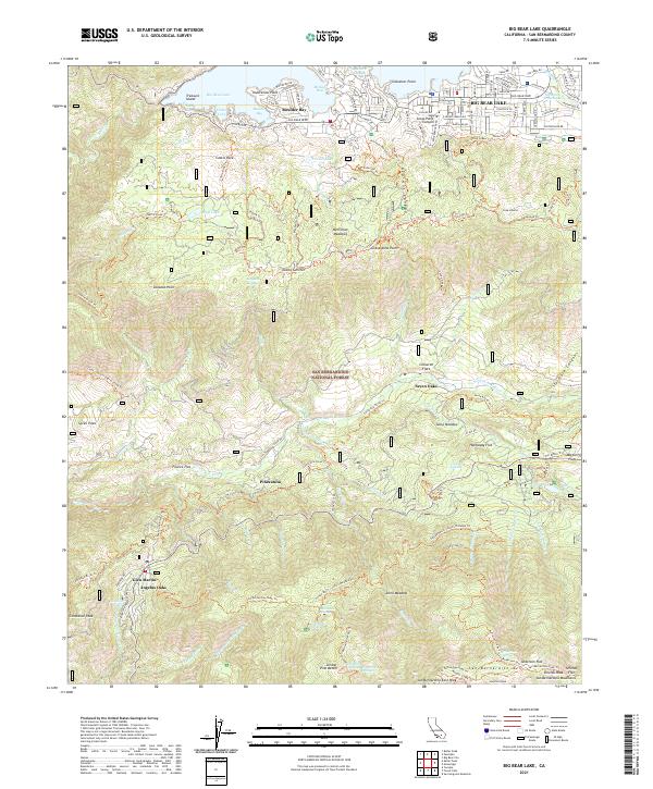 Big Bear Lake topographic map thumbnail