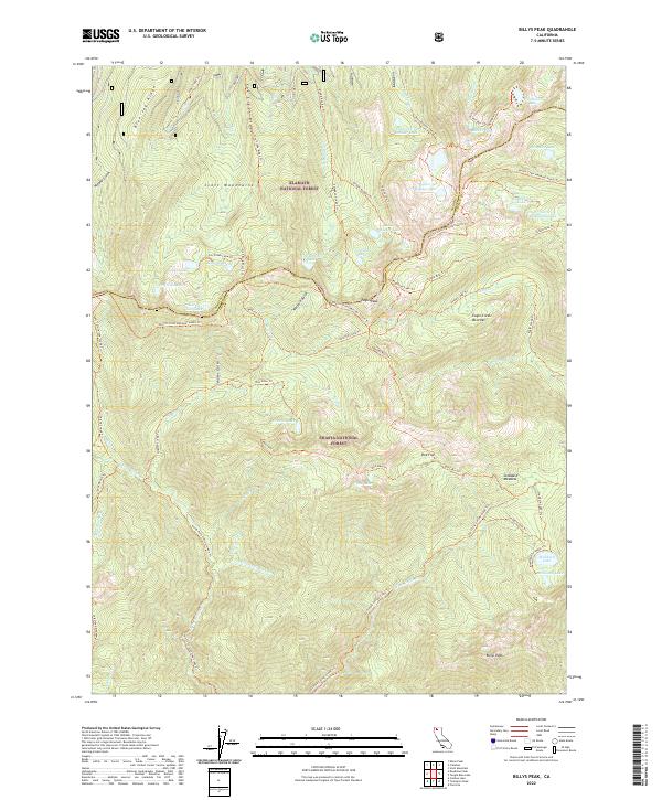 Billys Peak topographic map thumbnail