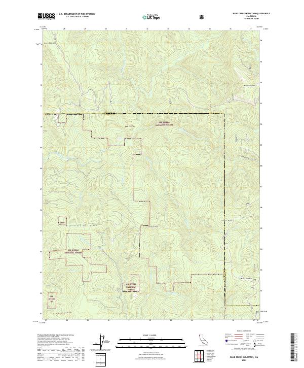 Blue Creek Mountain topographic map thumbnail