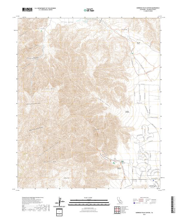 Borrego Palm Canyon topographic map thumbnail