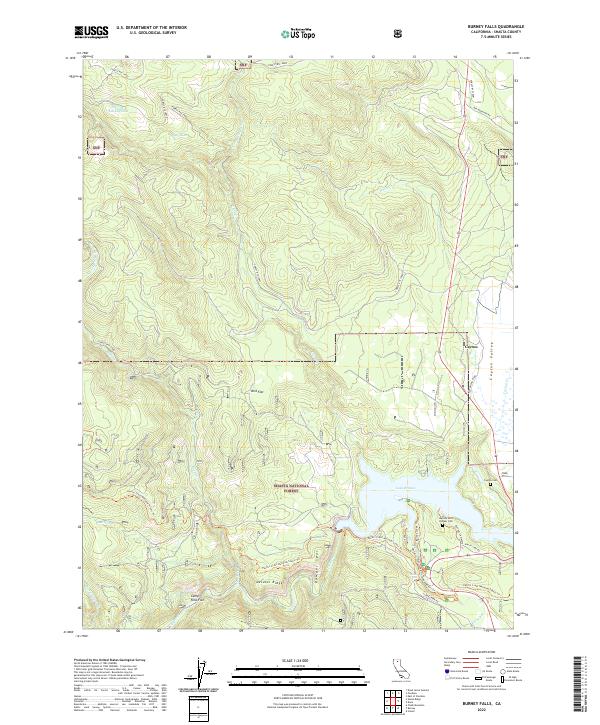 Burney Falls topographic map thumbnail