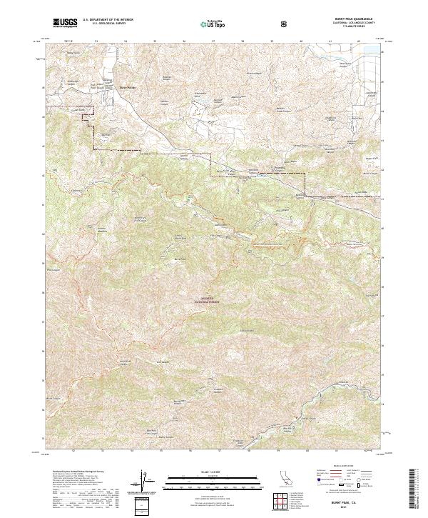 Burnt Peak topographic map thumbnail