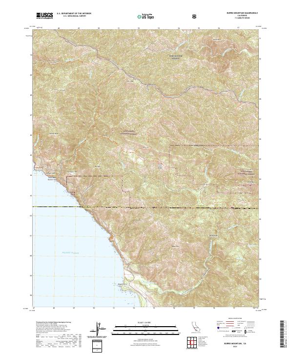 Burro Mountain topographic map thumbnail