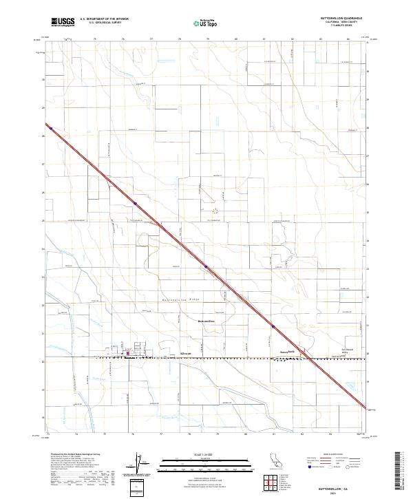 Buttonwillow topographic map thumbnail
