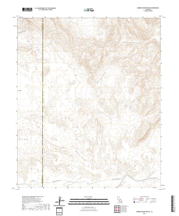 Carrizo Mountain NE topographic map thumbnail