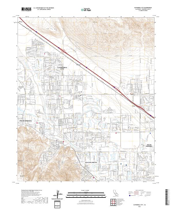 Cathedral City 2021 topographic map thumbnail