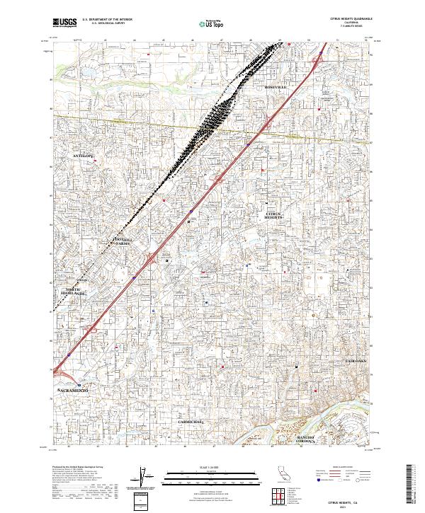 Citrus Heights 2021 topographic map thumbnail
