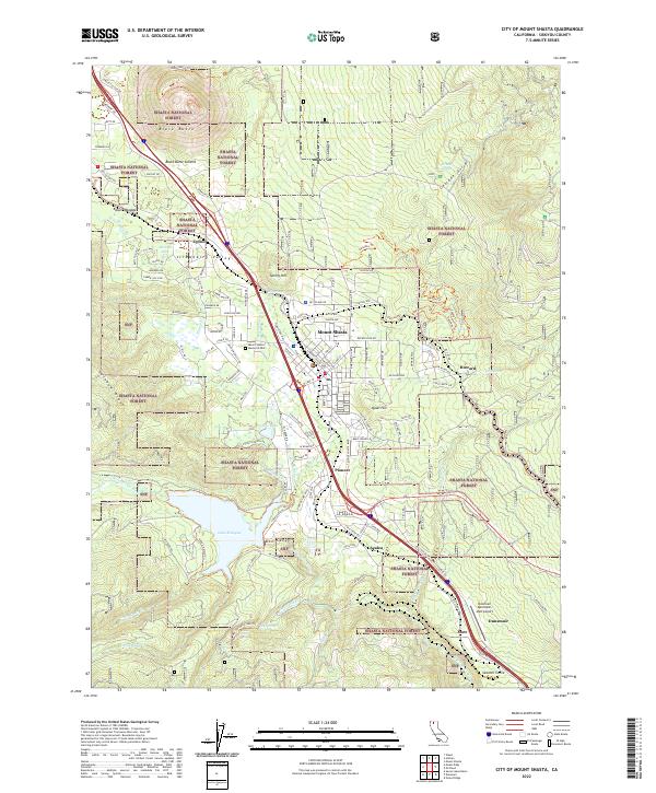 City of Mount Shasta 2022 topographic map thumbnail