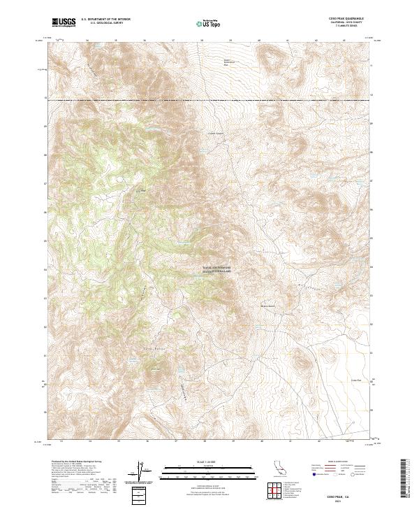 Coso Peak 2021 topographic map thumbnail
