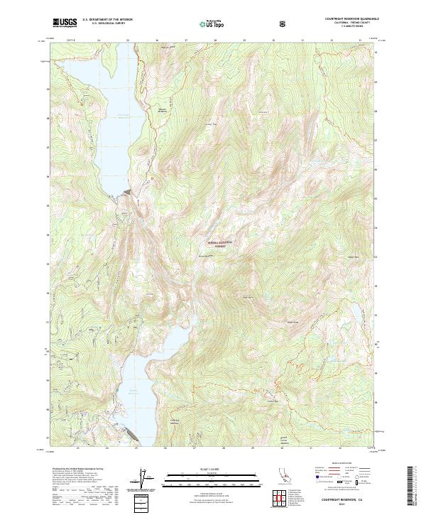 Courtright Reservoir topographic map thumbnail