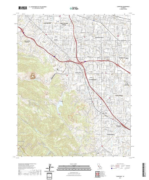Cupertino 2021 topographic map thumbnail