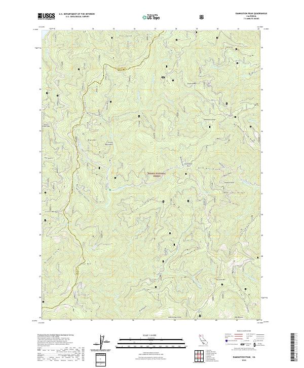 Damnation Peak 2022 topographic map thumbnail