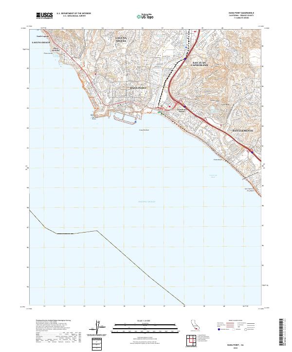 Dana Point 2022 topographic map thumbnail