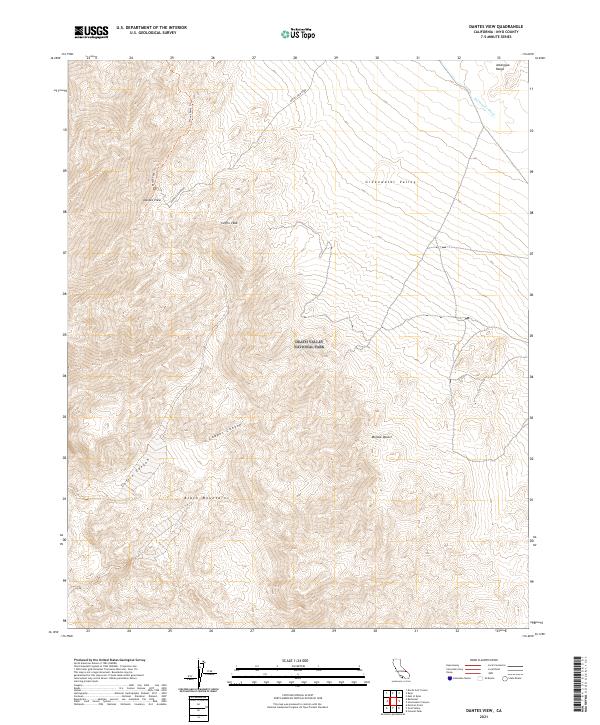Dantes View 2021 topographic map thumbnail