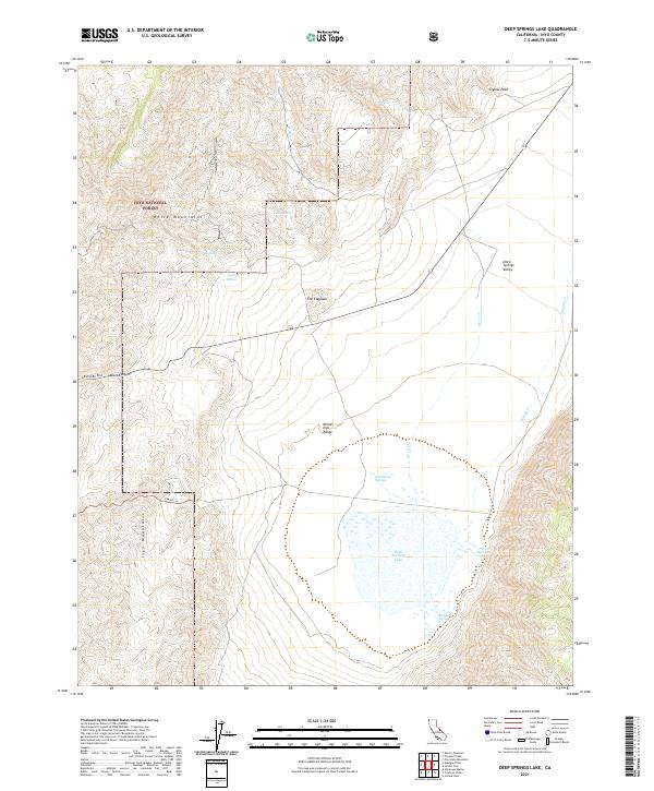 Deep Springs Lake topographic map thumbnail