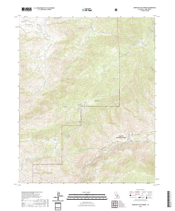 Democrat Hot Springs 2022 topographic map thumbnail