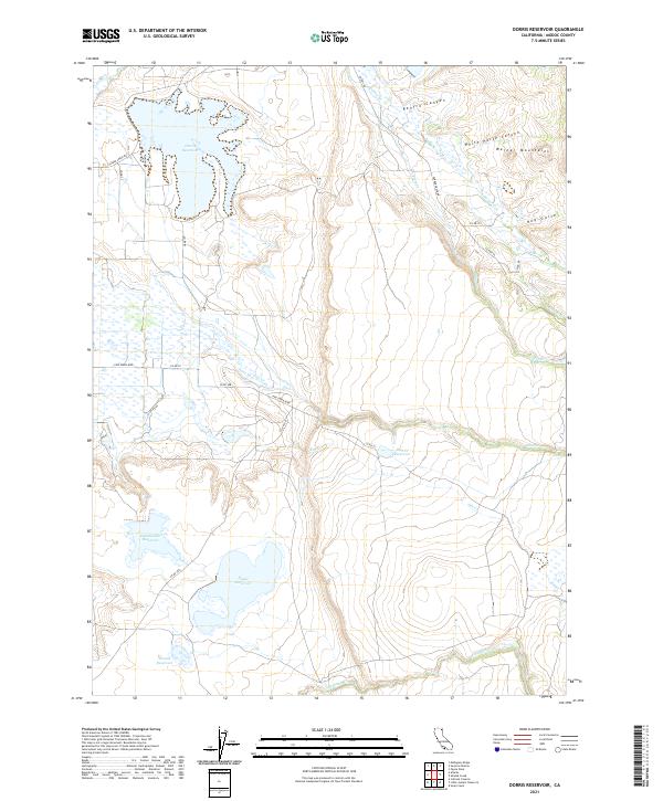 Dorris Reservoir topographic map thumbnail