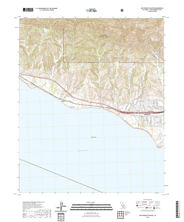 Dos Pueblos Canyon 2022 topographic map thumbnail