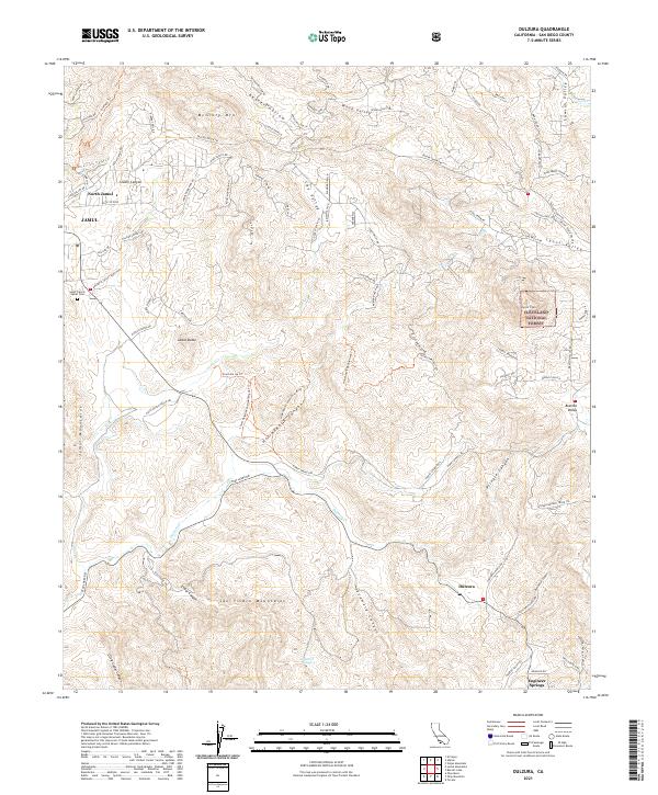 Dulzura 2021 topographic map thumbnail