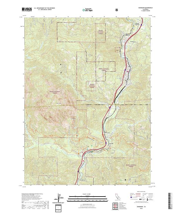 Dunsmuir topographic map thumbnail