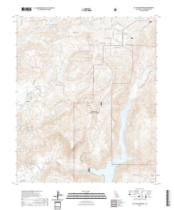El Cajon Mountain topographic map thumbnail