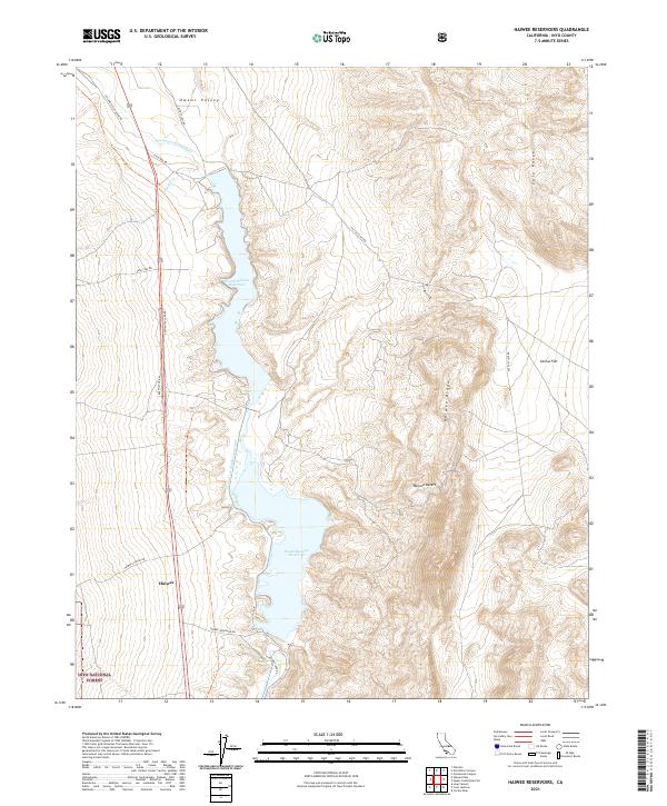 Haiwee Reservoirs topographic map thumbnail