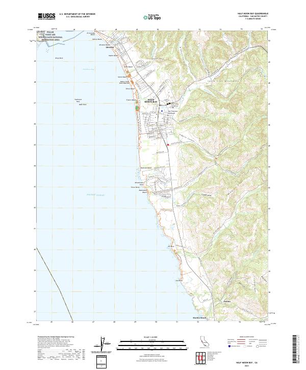 Half Moon Bay topographic map thumbnail