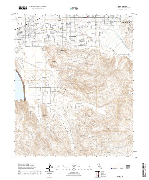 Hemet 2021 topographic map thumbnail