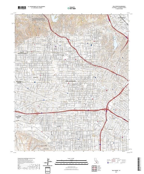 Hollywood topographic map thumbnail
