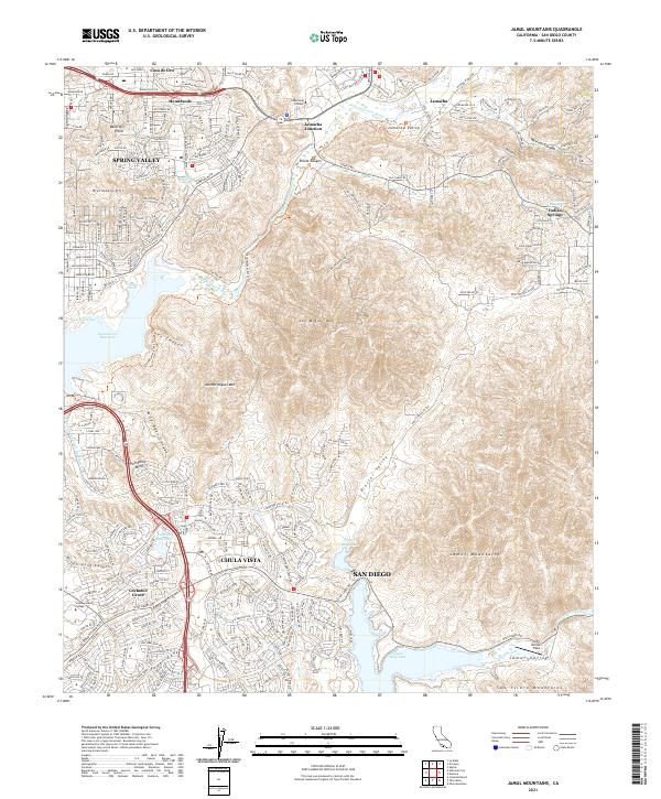 Jamul Mountains 2021 topographic map thumbnail