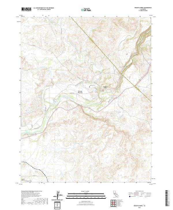 Knights Ferry 2021 topographic map thumbnail