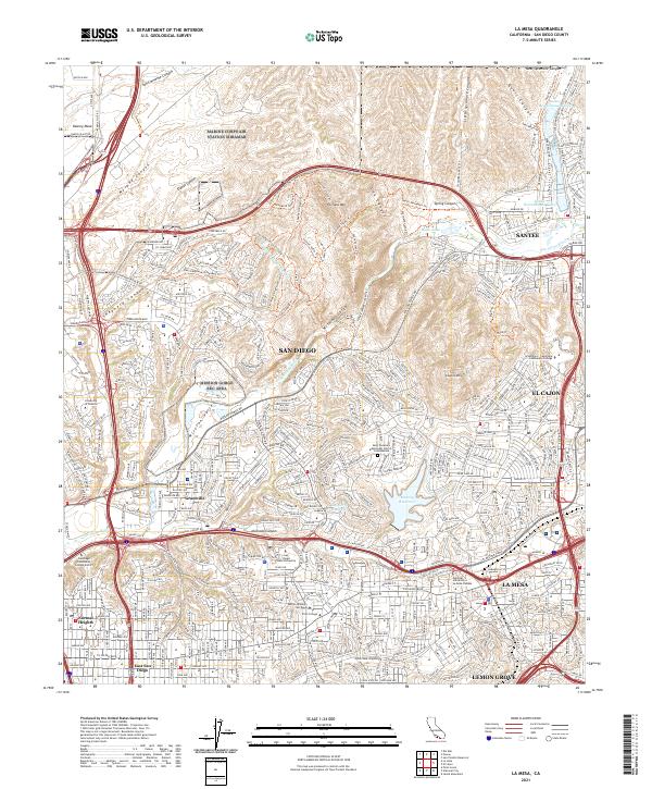 La Mesa 2021 topographic map thumbnail