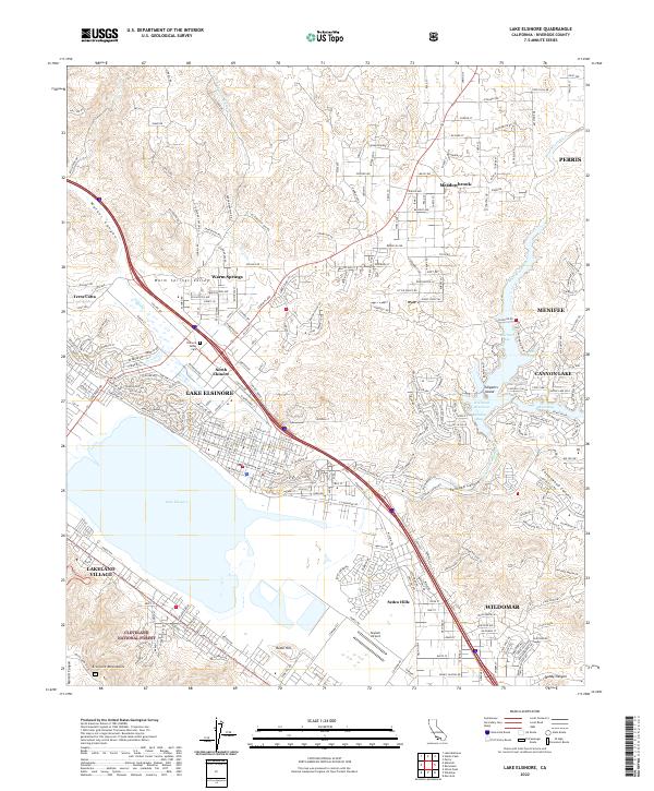 Lake Elsinore topographic map thumbnail