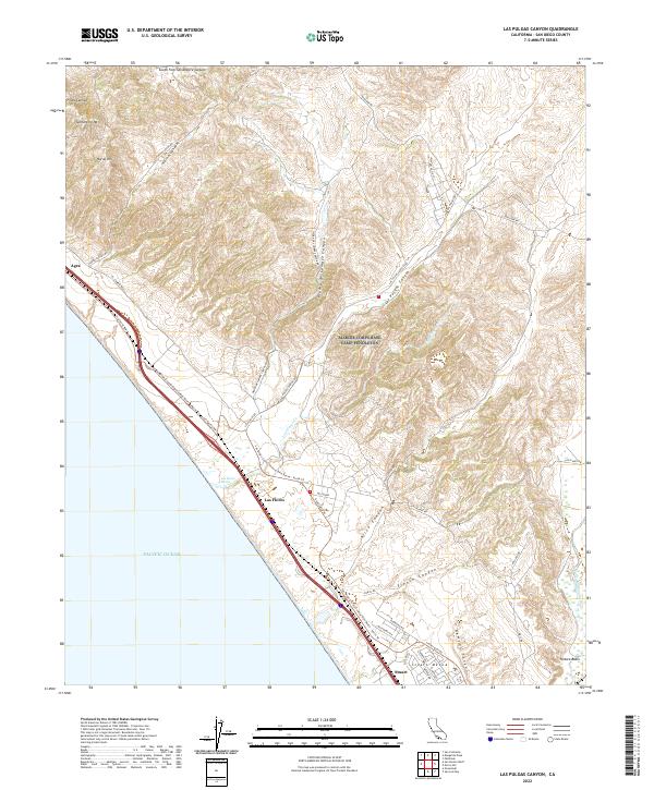 Las Pulgas Canyon topographic map thumbnail