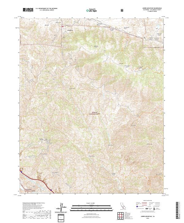 Liebre Mountain 2022 topographic map thumbnail