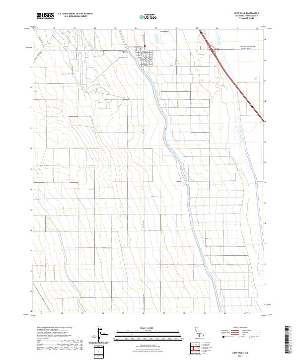 Lost Hills 2021 topographic map thumbnail